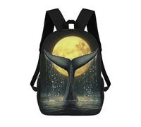 sinyumoney Whale Tail And Moon Sac À Dos Scolaire Pour Adolescents, Imprimé En 3D, Ajustable, À Poches Tendance, Pour Enfants, Garçons, Filles, Étudiants Et Adolescents 17inch
