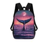 sinyumoney Whale Tail Sunset Moon-1 Sacs À Dos, Sac À Dos Enfant, Sac D'école, Sac À Dos De Voyage Imprimé En 3D, Accessoire De Mode, Sac À Dos Imperméable Pour Enfants 17inch