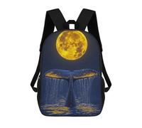 sinyumoney Whale Tail Under Full Moon Sacs À Dos Pour Enfants, Sac À Dos Scolaire, Sac À Dos Imprimé En 3D Pour Enfants, Sac À Dos De Voyage, Sac À Livres, Sac D'école Pour Enfants 17inch