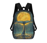 sinyumoney Whale Tail Under Moon Sacs À Dos Pour Enfants, Cartables Imprimés En 3D, Sacs À Dos Pour Élèves Du Primaire Et Du Collège (garçons Et Filles) 17inch