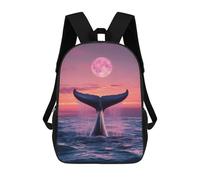 sinyumoney Whale Tail Under Moonlight Sac À Dos Enfant, Sac D'école, Sac À Dos Imprimé 3D Avec Motif De Dessin Animé, Grande Capacité, Pour Garçons Et Filles 17inch