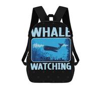 sinyumoney Whale Watching Sac À Dos Scolaire Pour Filles Et Garçons, Grande Capacité, Léger, Pour Enfants Et Étudiants 17inch