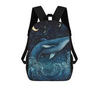 sinyumoney Whale Watching Under The Stars 17inch Sac À Dos Scolaire Imprimé En 3D Pour Enfants, Style Décontracté Et Tendance, Idéal Pour Les Voyages Et Les Études.