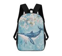 sinyumoney Whale with Cherry Blossoms Art Print Sac À Dos Scolaire Pour Enfants, Imprimé En 3D, Sac À Dos Tendance Pour Garçons, Élèves Du Primaire Et Du Collège 17inch