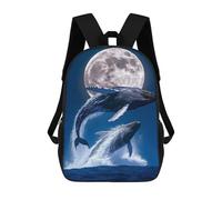 sinyumoney Whales Breaching Under The Moonlight Sac À Dos Enfant Tendance Et Amusant, Sac À Dos Pour Garçons Et Adolescents, Sac D'école Imprimé En 3D Pour Garçons 17inch