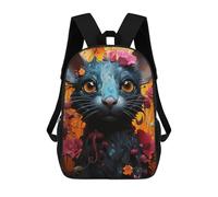 sinyumoney Whimsical Cat Portrait -2 Sac À Dos Enfant, Cartable, Sac D'école, Motif Dessin Animé 3D, Sac Pour Ordinateur Portable, Pour Garçons Et Filles 17inch