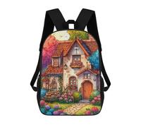 sinyumoney Whimsical Cottage Garden Scene Sac À Dos Enfant, Cartable, Sac D'école, Motif Dessin Animé 3D, Sac Pour Ordinateur Portable, Pour Garçons Et Filles 17inch