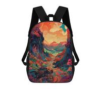 sinyumoney Whimsical Forest Sunset -2 Sacs À Dos Scolaires Pour Garçons Et Filles, Sacs À Dos Décontractés Pour Le Sport, Sacs À Dos De Grande Capacité Pour L'école Primaire 17inch