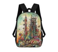 sinyumoney Whimsical Future Cityscape Sacs À Dos Imprimés En 3D Pour Enfants, Sacs D'école Tendance Pour Garçons, Élèves Du Primaire Et Du Collège 17inch
