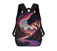 sinyumoney Whimsical Journey Through Colorful Landscapes -1 Sacs À Dos Décontractés Pour Enfants, Sacs D'école Pour Adolescents, Filles Et Garçons, Sacs À Dos Pour Livres 17inch