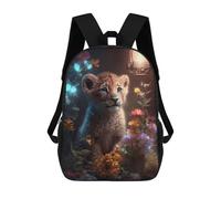 sinyumoney Whimsical Lion Cub Garden Sac À Dos Scolaire Imprimé En 3D, Sac À Dos Décontracté Pour Enfants, Sac D'école Imprimé En 3D Pour Garçons, Primaire Et Collège 17inch