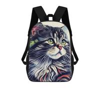 sinyumoney Whimsical Watercolor Cat Portrait Sac À Dos Scolaire Pour Enfants, Imprimé En 3D, Pour Garçons, Élèves Du Primaire Et Du Collège 17inch