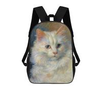 sinyumoney Whimsical White Cat Painting Sac À Dos Scolaire, Sac Pour Le Lycée, Sac À Dos Décontracté Pour Adolescents, Filles, Garçons, Femmes Et Hommes 17inch