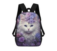 sinyumoney Whimsical White Cat Sac À Dos Scolaire Pour Enfants 17 Pouces, Sac À Dos Décontracté Pour Les Voyages, Grand Sac À Dos De Jour Pour Garçons Et Filles 17inch