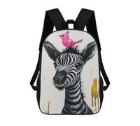 sinyumoney Whimsical Zebra And Bird Sac À Dos Enfant Tendance Et Amusant, Sac À Dos Pour Garçons Et Adolescents, Sac D'école Imprimé En 3D Pour Garçons 17inch