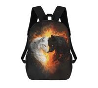 sinyumoney White And Black Wolves in Flames Sac À Dos Scolaire, Sac À Dos Professionnel Pour Ordinateur Portable, Sac À Dos Unisexe Décontracté Pour L'école/le Travail/les Voyages 17inch