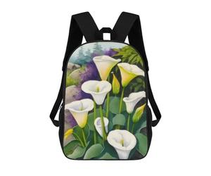 sinyumoney White Calla Lily Flowers 17inch Sac À Dos Scolaire Imprimé En 3D Pour Enfants, Style Décontracté Et Tendance, Idéal Pour Les Voyages Et Les Études.