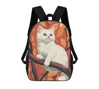 sinyumoney White Cat in Autumn Leaves Sac À Dos Enfant, Cartable Imprimé En 3D Pour Garçons Et Adolescents 17inch