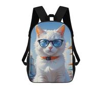sinyumoney White Cat in Sunglasses Sacs À Dos Scolaires Pour Enfants, Sac D'école Imprimé En 3D Pour Garçons, Élèves Du Primaire Et Du Collège 17inch