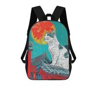 sinyumoney White Cat Japan Sac À Dos Enfant Tendance Et Amusant, Sac À Dos Pour Garçons Et Adolescents, Sac D'école Imprimé En 3D Pour Garçons 17inch