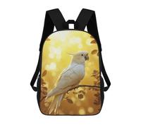 sinyumoney White Cockatoo in Golden Light Sacs À Dos Pour Enfants, Cartables, Sacs À Dos Scolaires Imprimés En 3D, Sacs À Dos De Voyage Tendance Pour Enfants (primaire, Collège) 17inch