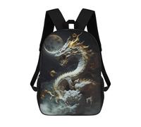 sinyumoney White Dragon Moonlit Sky -1 Sacs À Dos Scolaires Pour Garçons Et Filles, Sacs À Dos Décontractés Pour Le Sport, Sacs À Dos De Grande Capacité Pour L'école Primaire 17inch