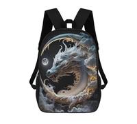 sinyumoney White Dragon Moonlit Sky -3 Sac À Dos Scolaire Pour Enfants, Imprimé En 3D, Sac À Dos Tendance Pour Garçons, Élèves Du Primaire Et Du Collège 17inch