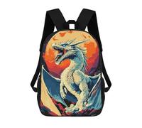 sinyumoney White Dragon Roaring Under A Full Moon Sac À Dos, Cartable Imprimé En 3D, Sac À Goûter, Sac À Dos De Voyage, Sac À Dos Entre Amis, Sac À Dos Scolaire Pour Filles Et Garçons 17inch