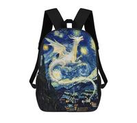 sinyumoney White Dragon Starry Night Sacs À Dos Pour Enfants, Cartables, Sacs À Dos Scolaires Imprimés En 3D, Sacs À Dos De Voyage Tendance Pour Enfants (primaire, Collège) 17inch