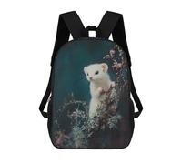 sinyumoney White Ferret in Foliage Sac À Dos Scolaire Imprimé En 3D, Sac À Dos Décontracté Pour Enfants, Sac D'école Imprimé En 3D Pour Garçons, Primaire Et Collège 17inch