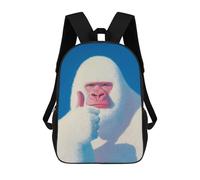 sinyumoney White Gorilla Thumbs Up Sac À Dos Scolaire Imprimé En 3D Pour Enfants, Sac À Dos Garçon/fille, Sac De Voyage Pour Enfants 17inch