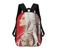 sinyumoney White-haired Woman with Katana Illustration Sacs À Dos Scolaires Pour Enfants, Sac D'école Imprimé En 3D Pour Garçons, Élèves Du Primaire Et Du Collège 17inch