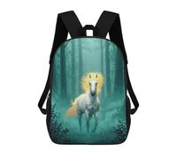 sinyumoney White Horse in Enchanted Forest Sacs À Dos Scolaires Pour Enfants, Sac D'école Imprimé En 3D Pour Garçons, Élèves Du Primaire Et Du Collège 17inch