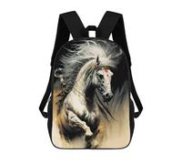 sinyumoney White Horse in Flames Sac À Dos Scolaire Enfant Tendance Et Décontracté, Sac À Dos Imprimé En 3D Pour Garçon, Grand Sac À Dos 17inch