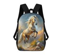 sinyumoney White Horse Leaping Rock Painting Sac À Dos Scolaire Enfant Tendance Et Décontracté, Sac À Dos Imprimé En 3D Pour Garçon, Grand Sac À Dos 17inch