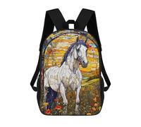 sinyumoney White Horse Sacs À Dos Imprimés En 3D Pour Enfants, Sacs D'école Tendance Pour Garçons, Sacs De Voyage, Sacs Scolaires Pour Élèves Du Primaire 17inch
