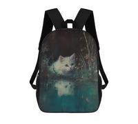 sinyumoney White Kitten by The Pond Sac À Dos, Cartable Imprimé En 3D, Sac À Goûter, Sac À Dos De Voyage, Sac À Dos Entre Amis, Sac À Dos Scolaire Pour Filles Et Garçons 17inch