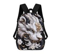 sinyumoney White Lion with Gold Accents 17inch Sacs À Dos Scolaires Imprimés En 3D - Sacs À Dos Tendance Pour Garçons Du Primaire Et Du Collège