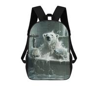 sinyumoney White Polar Bear Bathtub 17inch Sacs À Dos Scolaires Imprimés En 3D - Sacs À Dos Tendance Pour Garçons Du Primaire Et Du Collège