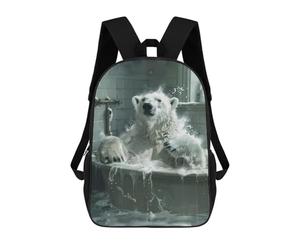 sinyumoney White Polar Bear Bathtub 17inch Sacs À Dos Scolaires Imprimés En 3D - Sacs À Dos Tendance Pour Garçons Du Primaire Et Du Collège
