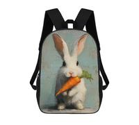 sinyumoney White Rabbit with Carrot Painting Sac À Dos Scolaire Pour Enfants, Imprimé En 3D, Pour Garçons, Élèves Du Primaire Et Du Collège 17inch