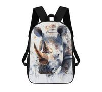 sinyumoney White Rhino Watercolor Sac À Dos Imprimé En 3D Pour Enfants, Sac D'école Grande Capacité, Sac De Voyage, Sac À Livres, Sac À Dos Scolaire Pour Enfants 17inch
