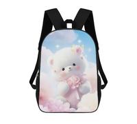 sinyumoney White Teddy Bear Sac À Dos Scolaire Pour Enfants Imprimé En 3D, Idéal Pour Les Voyages Et Les Livres 17inch