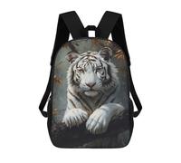 sinyumoney White Tiger in Autumn Sac À Dos Scolaire Pour Filles Et Garçons, Avec Poche, Sac À Dos Tendance Pour Enfants 17inch