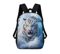 sinyumoney White Tiger in Ice Sac À Dos Enfant, Sac D'école, Sac À Dos Imprimé 3D Avec Motif De Dessin Animé, Grande Capacité, Pour Garçons Et Filles 17inch