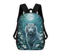 sinyumoney White Tiger in Moonlight Sac À Dos En Peluche À Motif Dessin Animé, Sac À Dos 3D Pour Enfants, Idée Cadeau D'anniversaire Pour Garçons Et Filles 17inch
