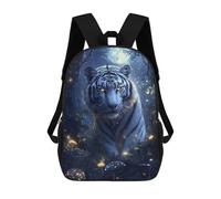 sinyumoney White Tiger in Moonlight Sac À Dos Scolaire Pour Enfants Imprimé En 3D, Idéal Pour Les Voyages Et Les Livres 17inch