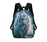 sinyumoney White Tiger in Snowstorm Sacs À Dos Décontractés Pour Enfants, Sacs D'école Pour Adolescents, Filles Et Garçons, Sacs À Dos Pour Livres 17inch
