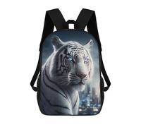 sinyumoney White Tiger in The City Sacs À Dos Scolaires Pour Enfants, Sac D'école Imprimé En 3D Pour Garçons, Élèves Du Primaire Et Du Collège 17inch