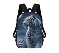 sinyumoney White Tiger Moonlit Fantasy -1 Sacs À Dos Tendance Imprimés En 3D 17inch Sac D'école Décontracté Pour Enfants, Garçons, Élèves Du Primaire Et Du Collège